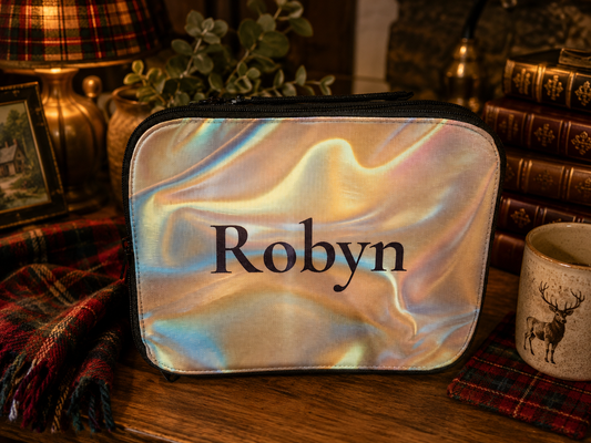 Personalised lunchbox open showing two compartments