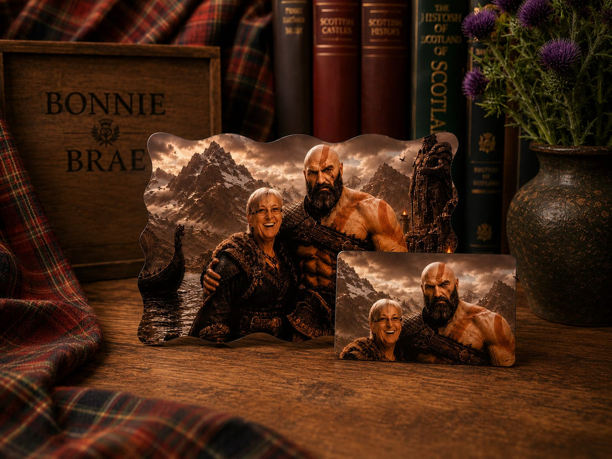 Personalised mini wooden photo plaque and fridge magnet with custom photo example