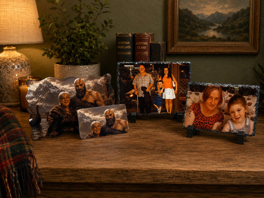 Grand memory photo bundle with custom family photos on slates and plaques